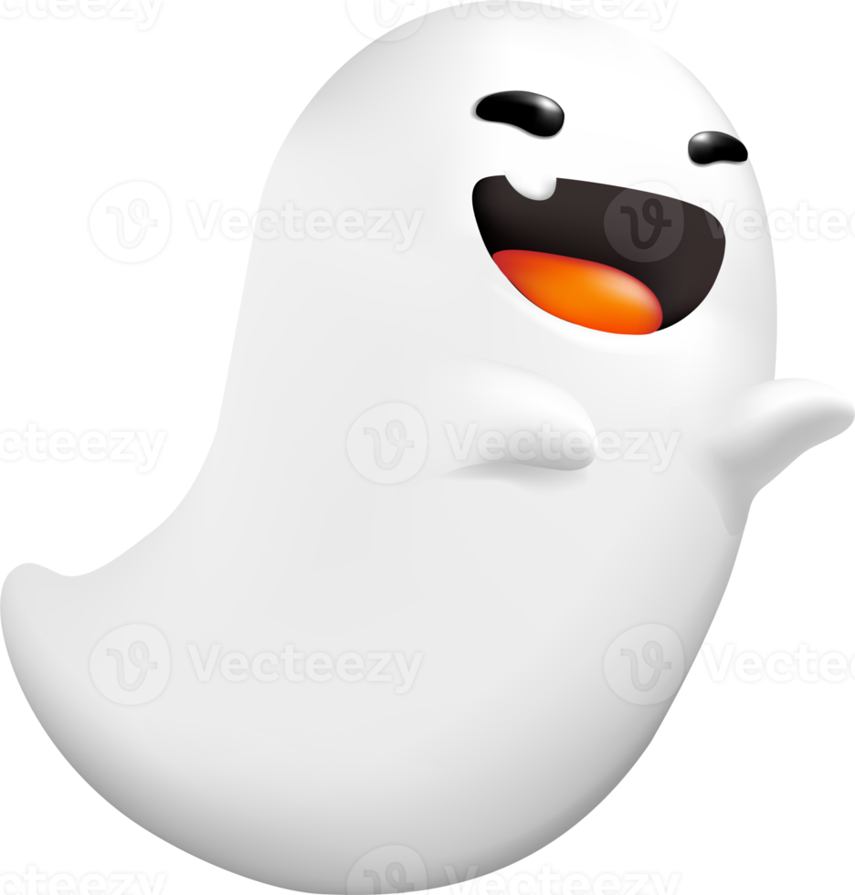 halloween 3d schattig tekenfilm karakter banier uitnodiging kaart illustratie png