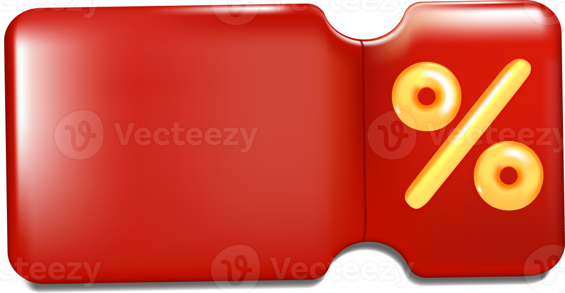 red ticket with percentage 3d PNG