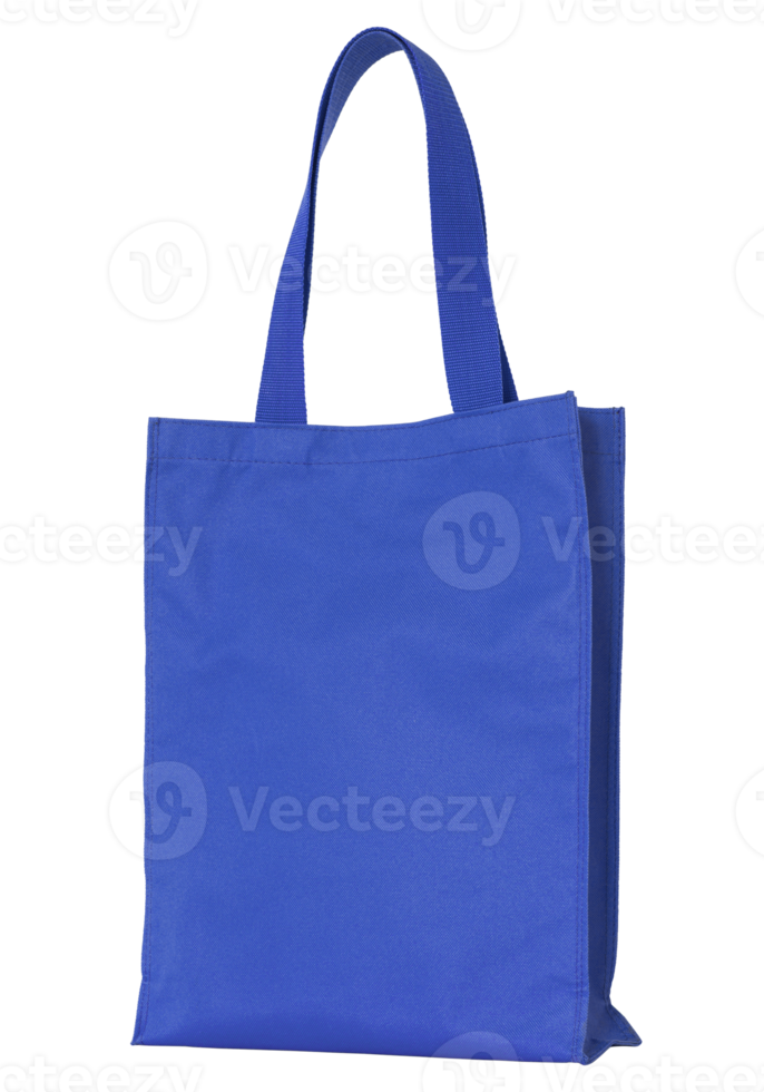 blue shopping fabric bag isolated with clipping path for mockup png