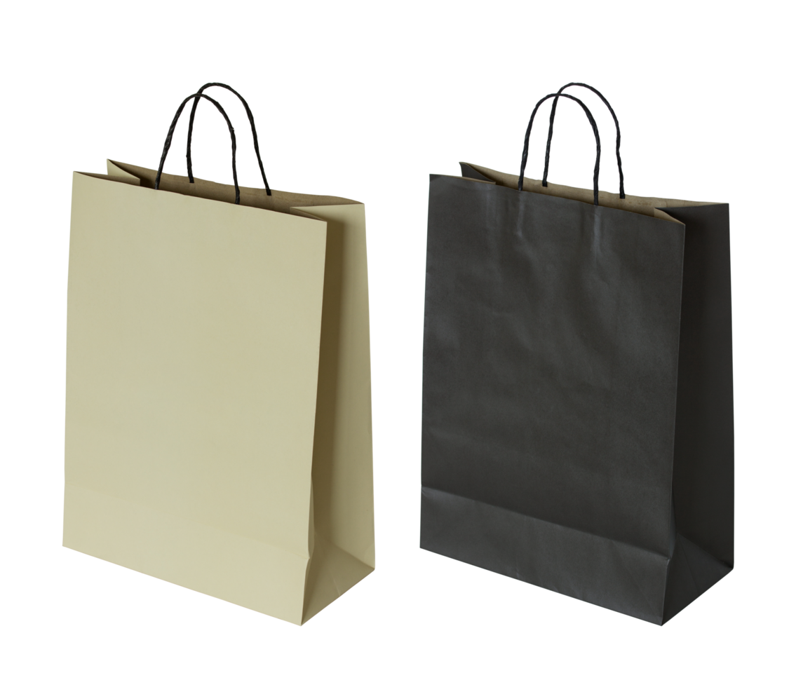 black and brown paper bag isolated with clipping path for mockup png