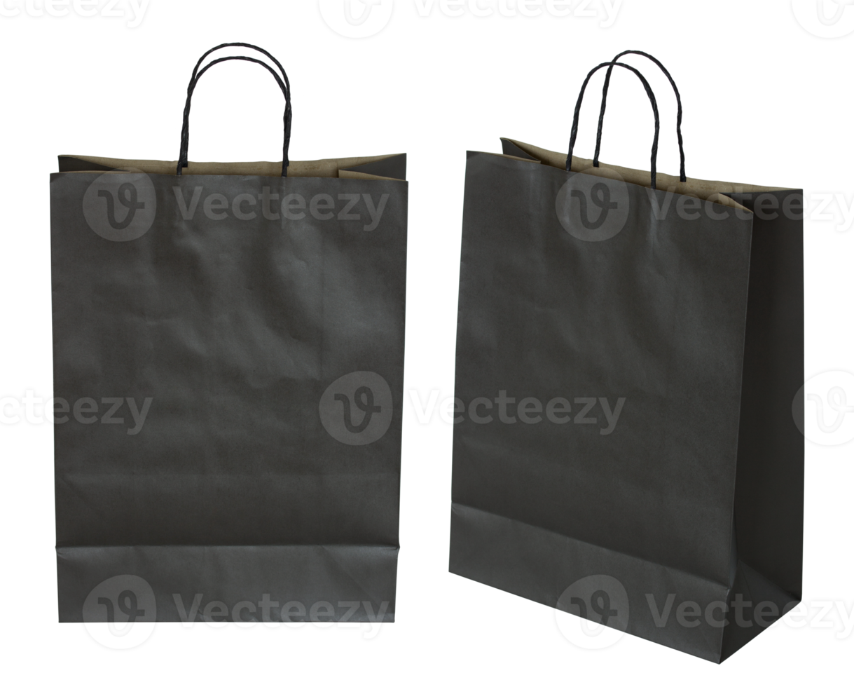 black paper bag isolated with clipping path for mockup png
