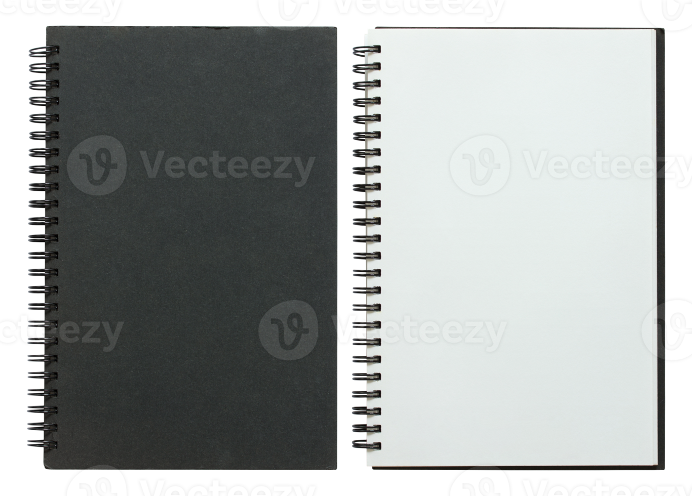 black and white spiral notebook isolated with clipping path for mockup png