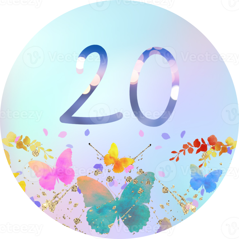 Number , 20, advent calendar, 20 th birthday, wedding, sticker,. png