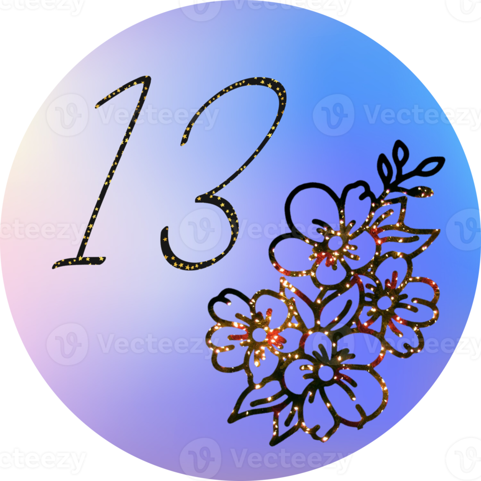 numero, lettera, Avvento calendario, Natale, compleanno, nozze modello. fiori, oro struttura, acquerello . png