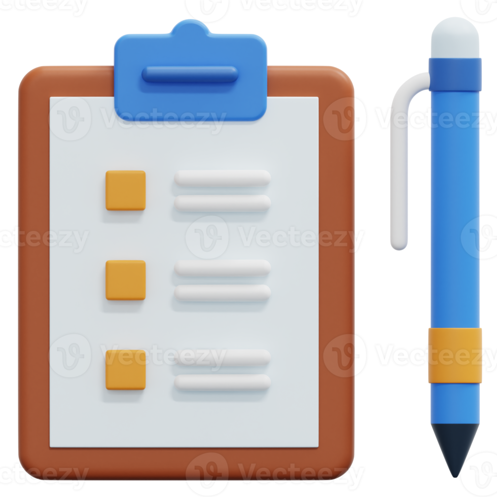 clipboards 3d render icon illustration png