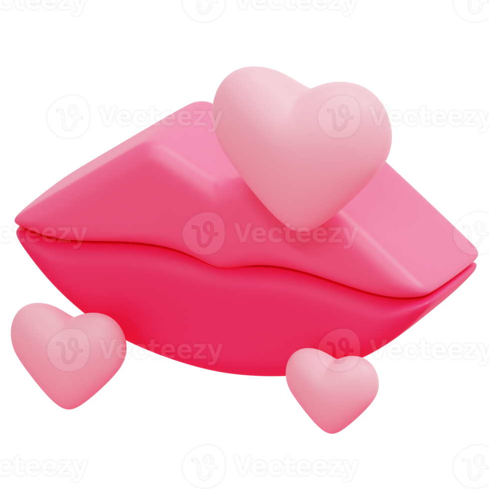 kiss 3d render icon illustration png