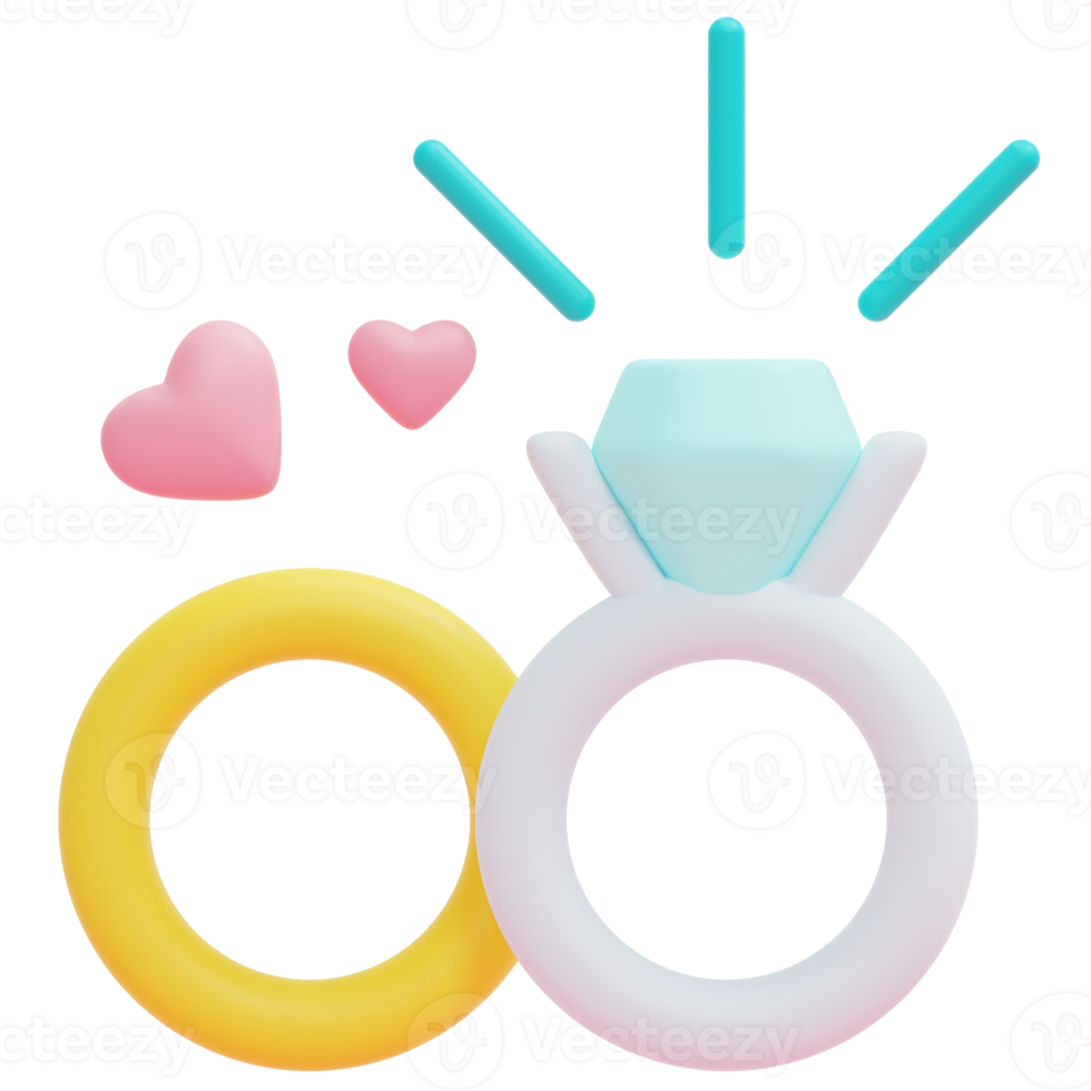 wedding ring 3d render icon illustration png