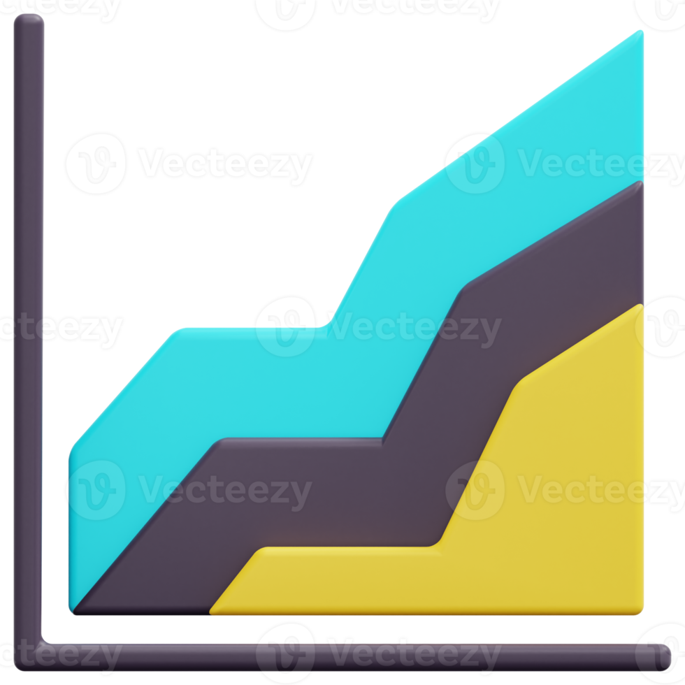 area chart 3d render icon illustration png