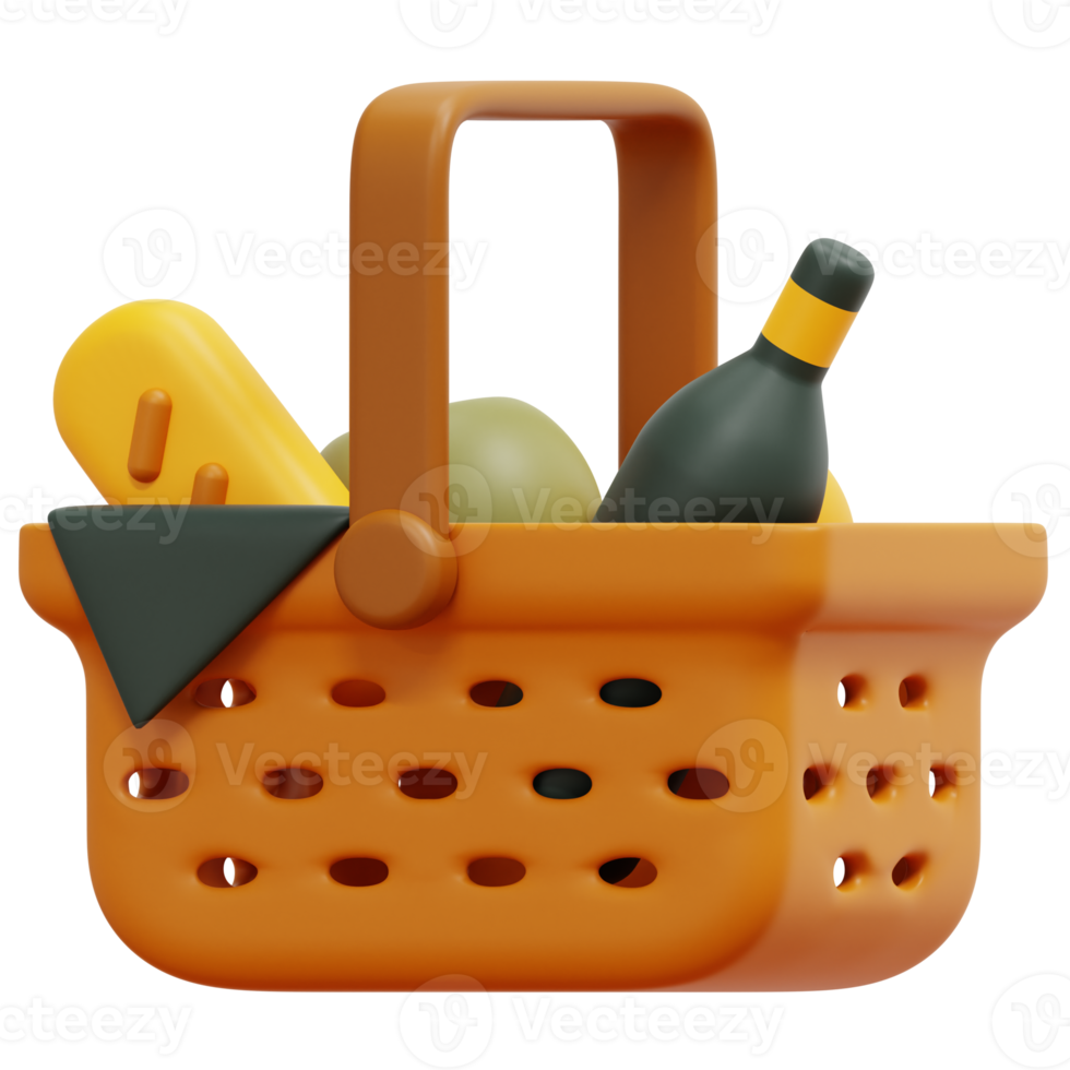 basket 3d render icon illustration png