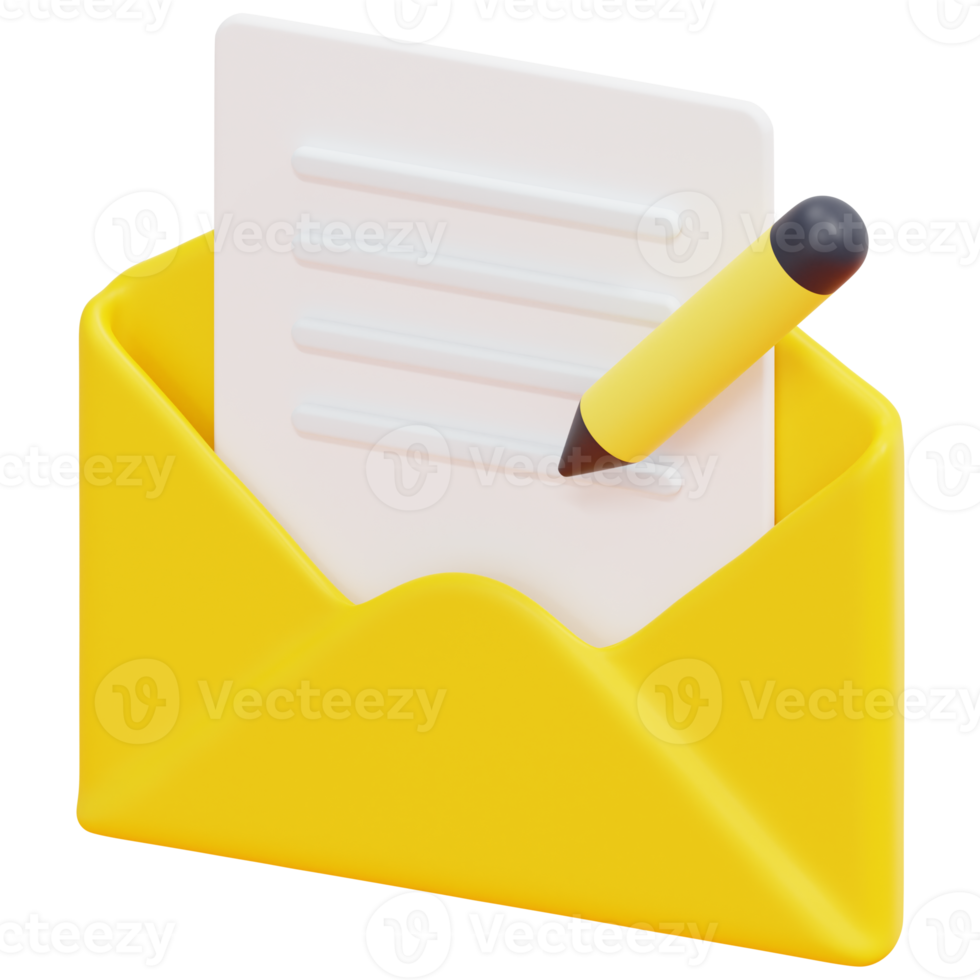 escribir correo 3d render icono ilustración png