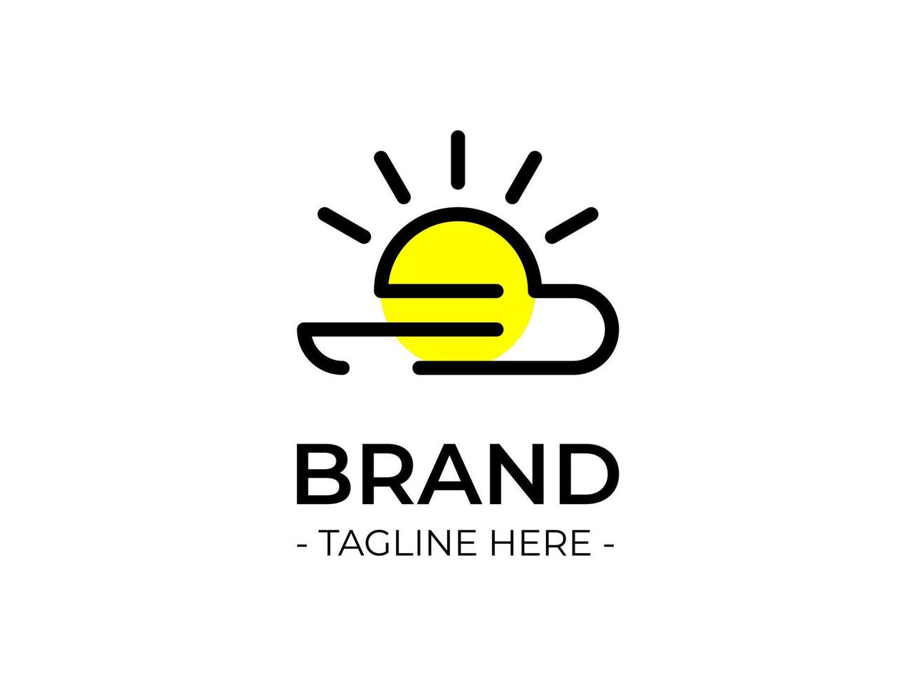 diseño de logotipo con forma de ovni y sol, y en él hay una luz amarilla para la luz del sol, este logotipo es adecuado para varias marcas, también adecuado como referencia de diseño de logotipo. vector