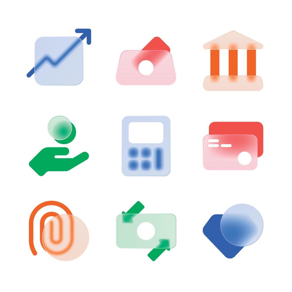 Glassmorphism findtech Icons vector