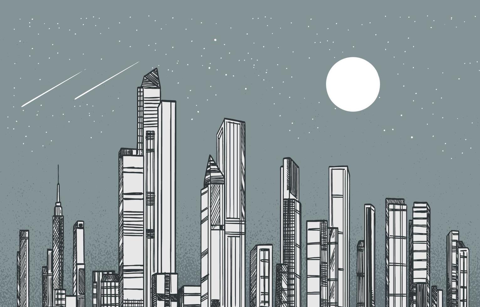 Cityscape Handdrawn Aesthetics Theme Concept vector