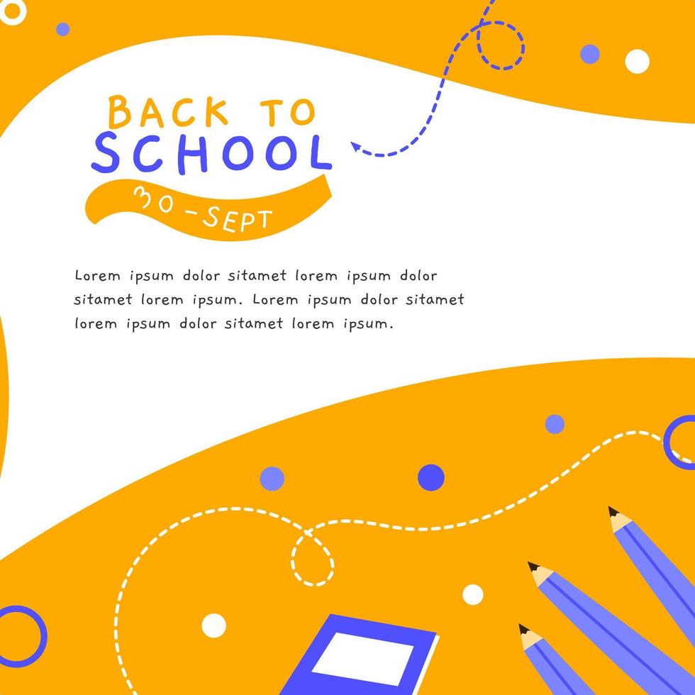Back to school social media post templates with yellow, blue, purple, white color. Usable for your flyer, template, post, business. vector