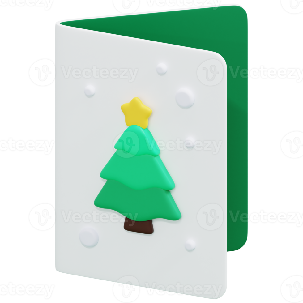 christmas card 3d render icon illustration png