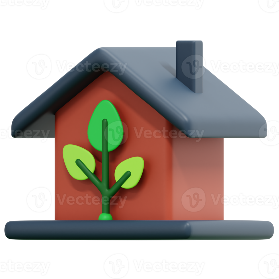 eco house 3d render icon illustration png