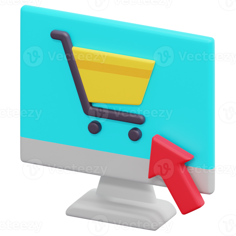 ilustración de icono de procesamiento 3d de compras en línea png