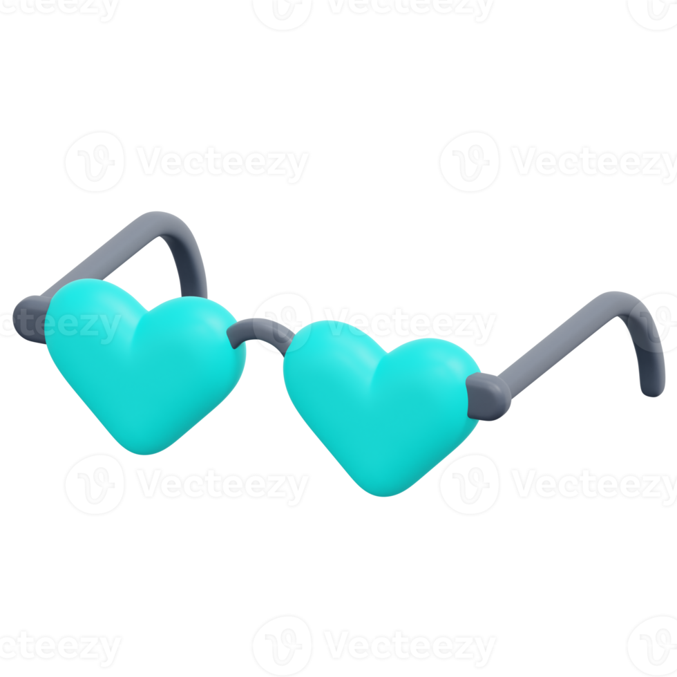 heart glasses 3d render icon illustration png