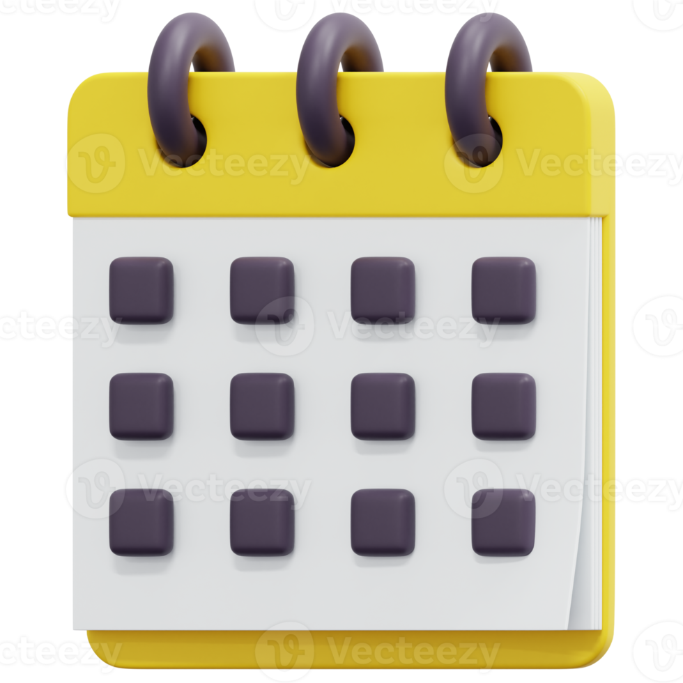 ilustración de icono de procesamiento 3d de calendario png