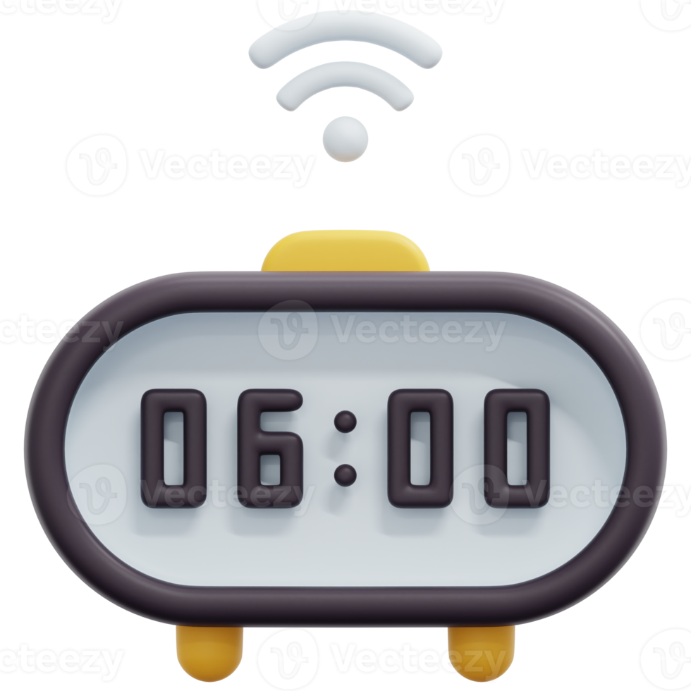 digital alarm clock 3d render icon illustration png