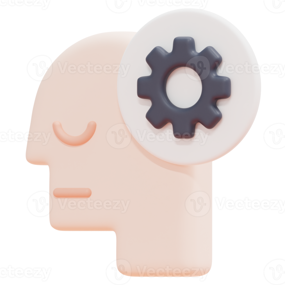 thinking 3d render icon illustration png