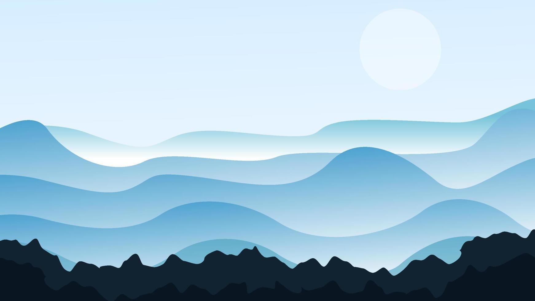 paisaje de montaña naturaleza cielo azul ilustración plana vector