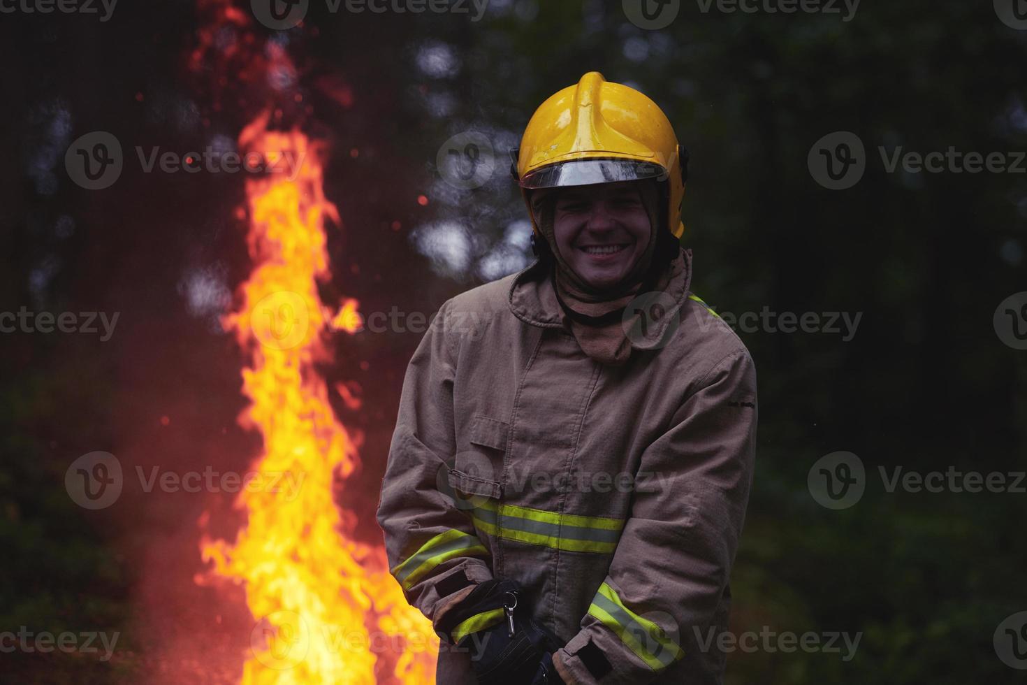 Firefighter outdoor portrait photo