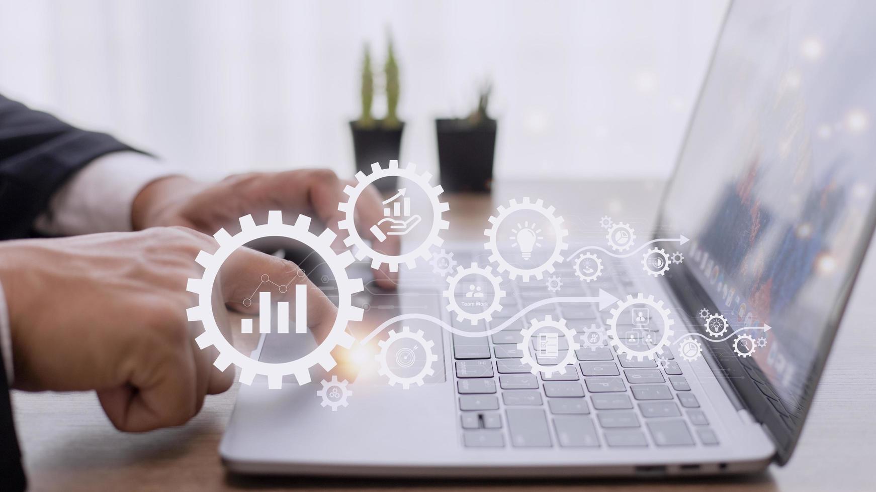 Business planning concepts, high-performance business processes and workflows and problem solving, quality control and long-term business evaluation tracking. photo