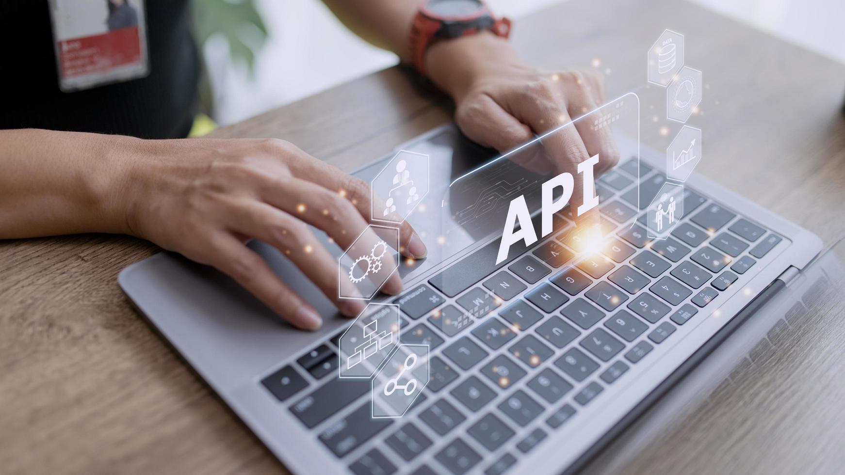 API - Application Programming Interface. Software development tool. Business, modern technology, internet and networking concept. photo