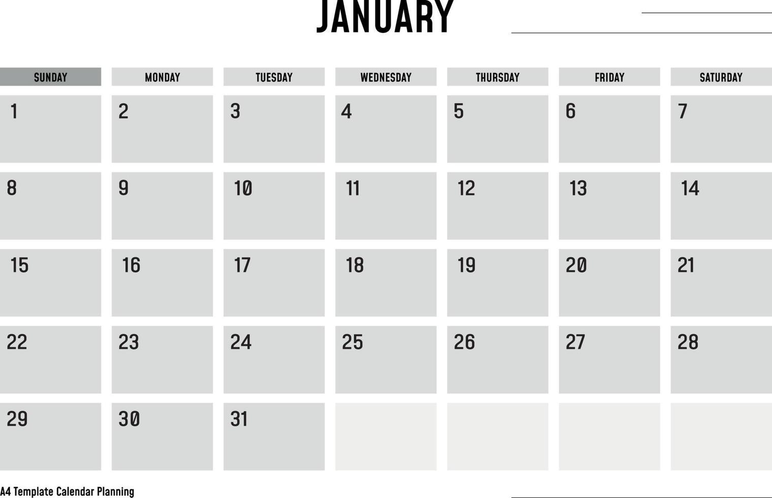 A4 Template Calendar Planning January vector