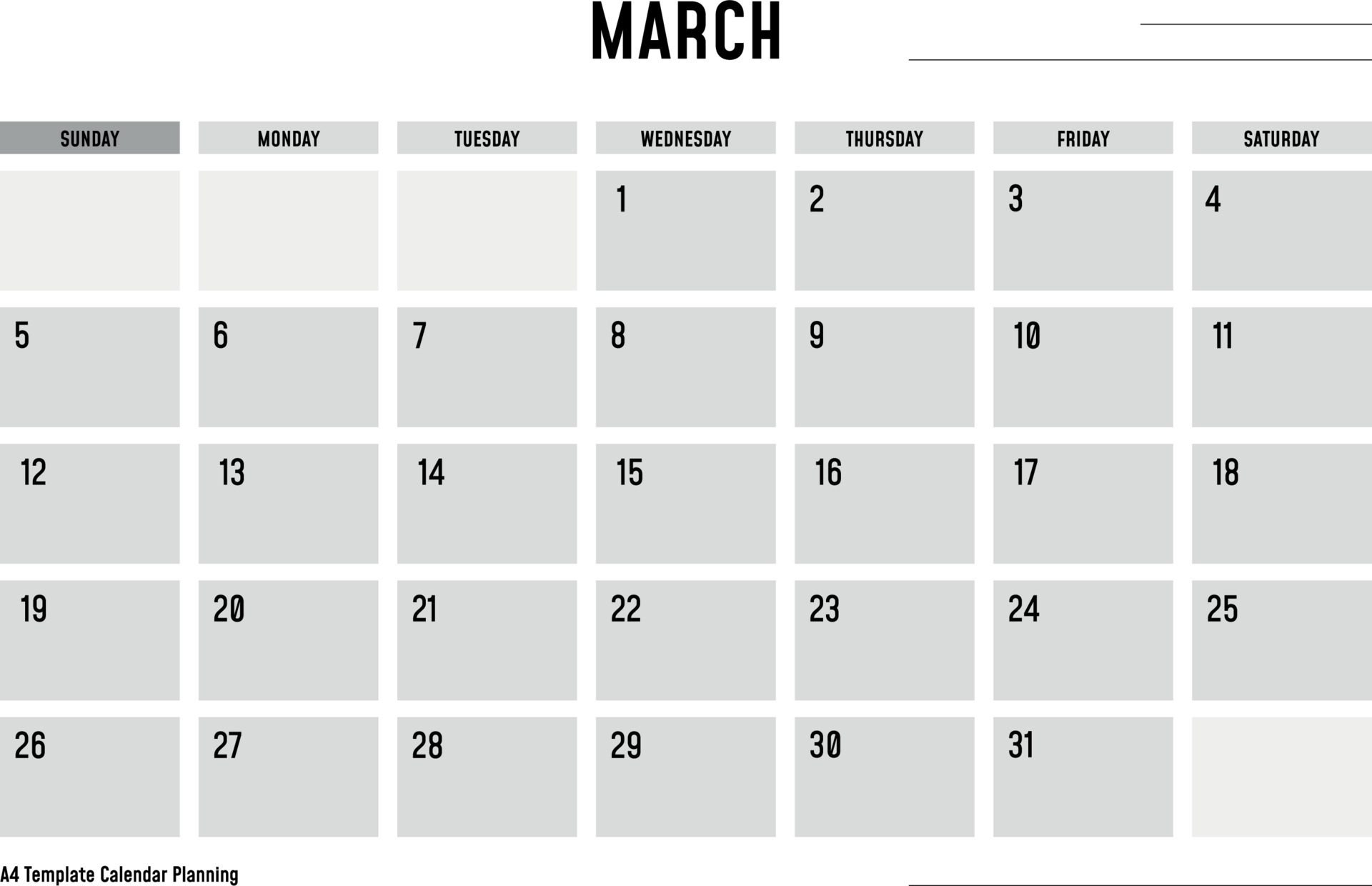 A4 Template Calendar Planning March 11579435 Vector Art at Vecteezy