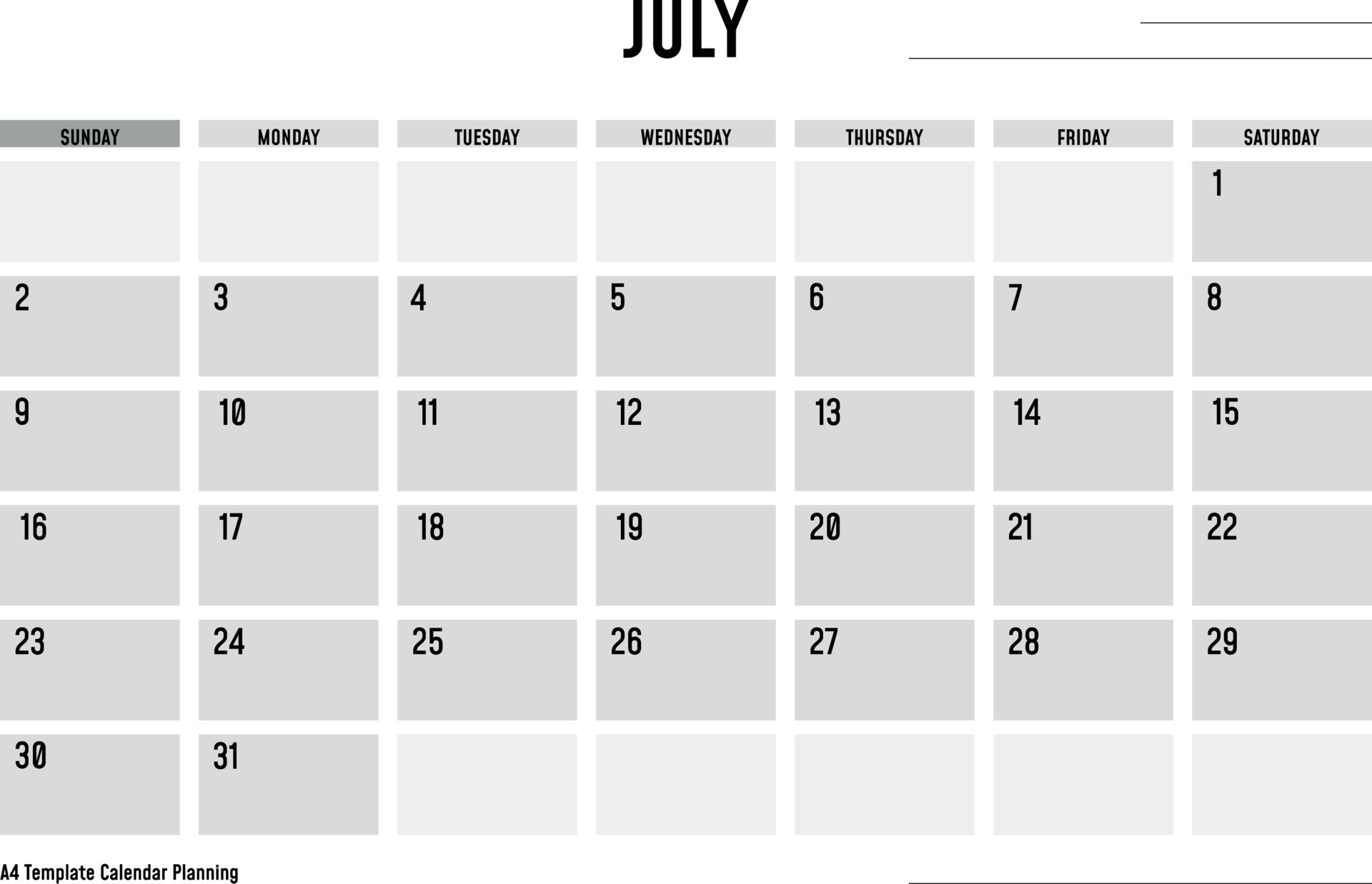 A4 Template Calendar Planning July 11579437 Vector Art at Vecteezy