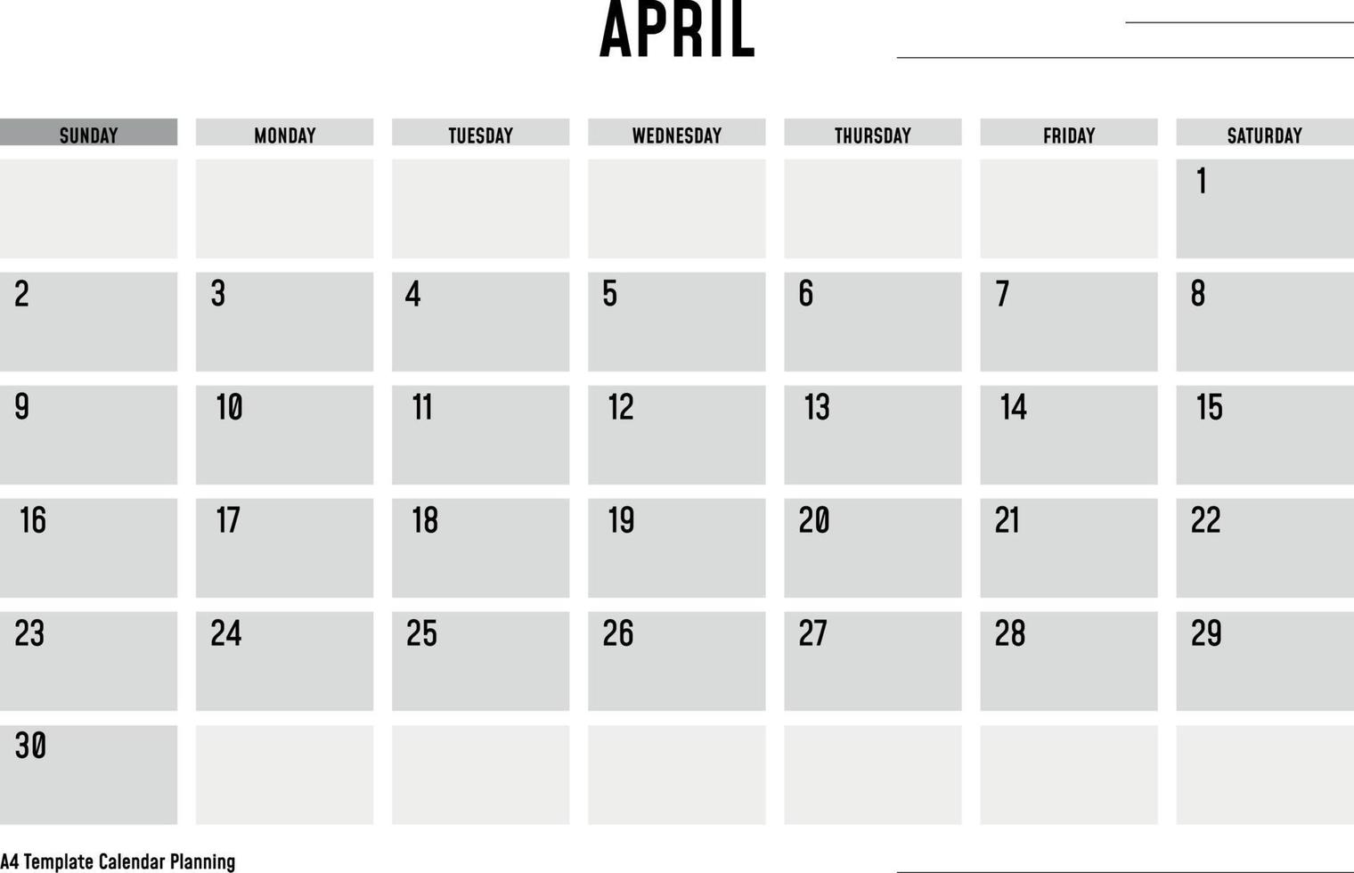 A4 Template Calendar Planning April vector
