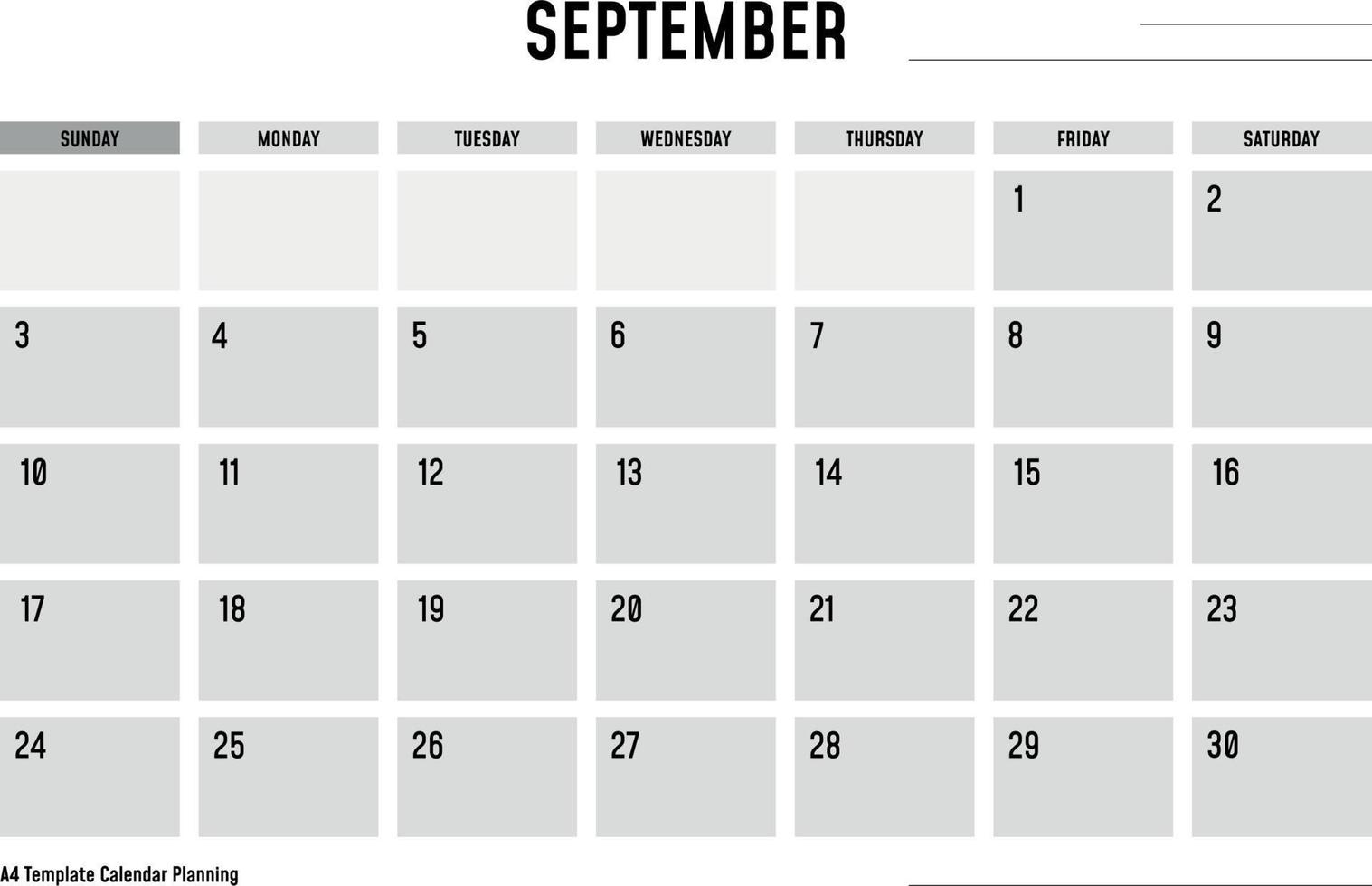 A4 Template Calendar Planning September vector