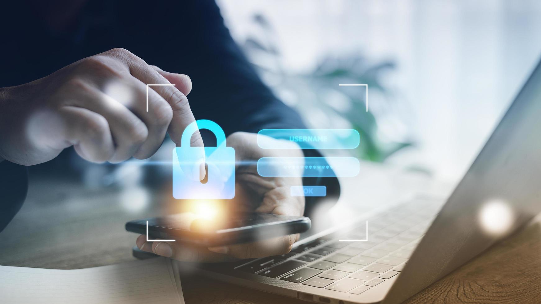 login and password, cyber security concept, data protection and secured internet access, cybersecurity photo