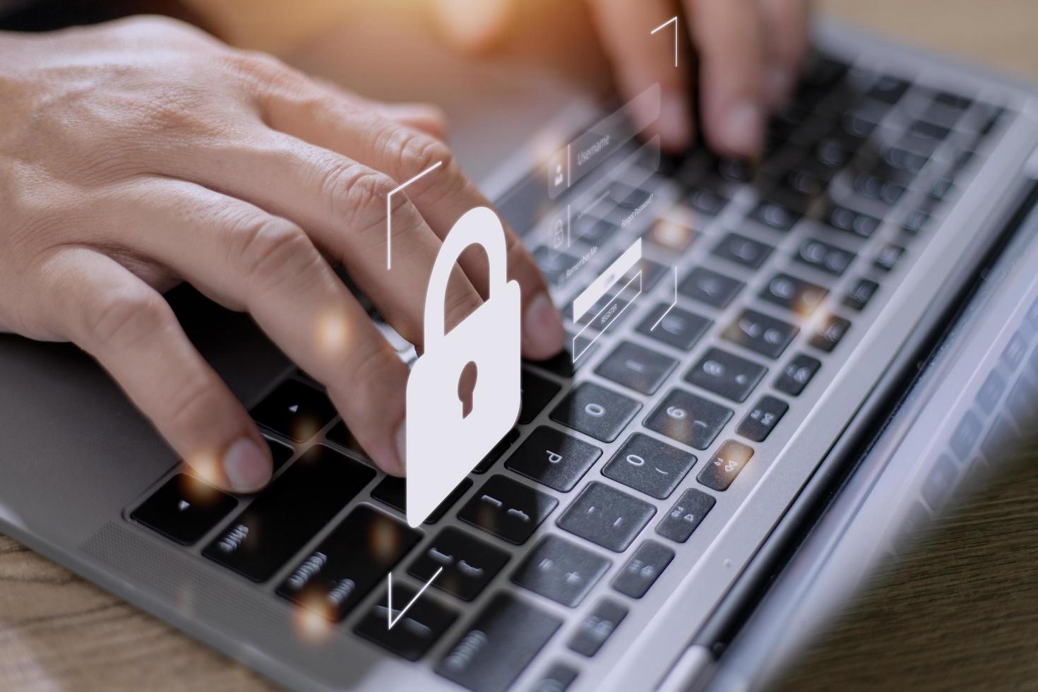 Concept of cyber security, information security and encryption, secure access to user's personal information, secure Internet access, cybersecurity. photo