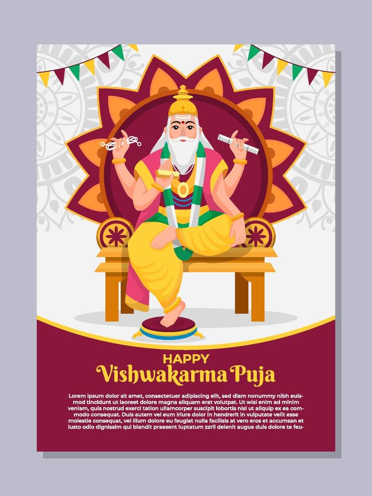 Happy Vishwakarma Puja Poster vector