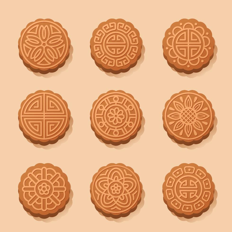 Set of Mooncake for Mid-Autumn Festival vector