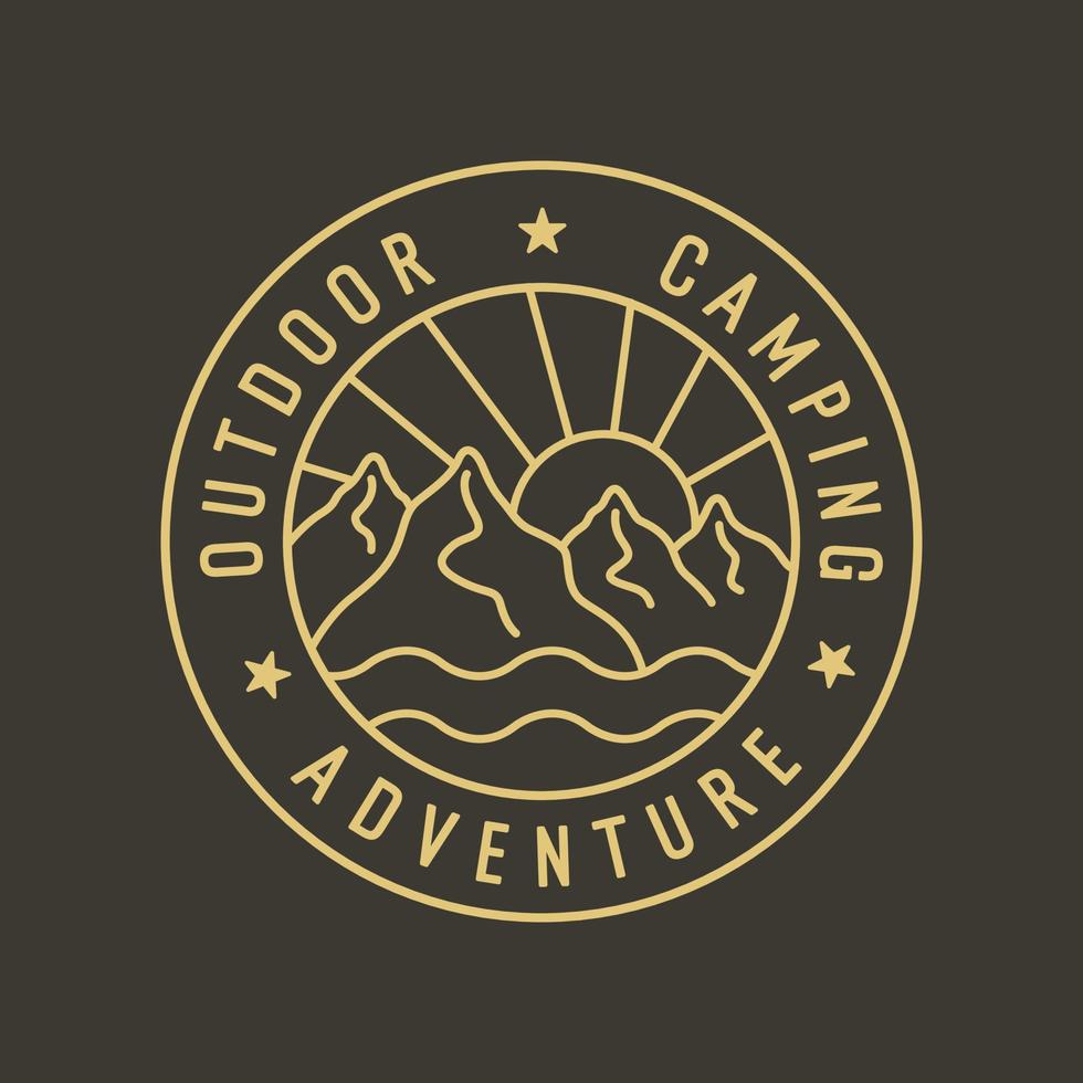 Simple mono line design of the nature outdoor camping adventure life design for badge, sticker, patch, t shirt design vector