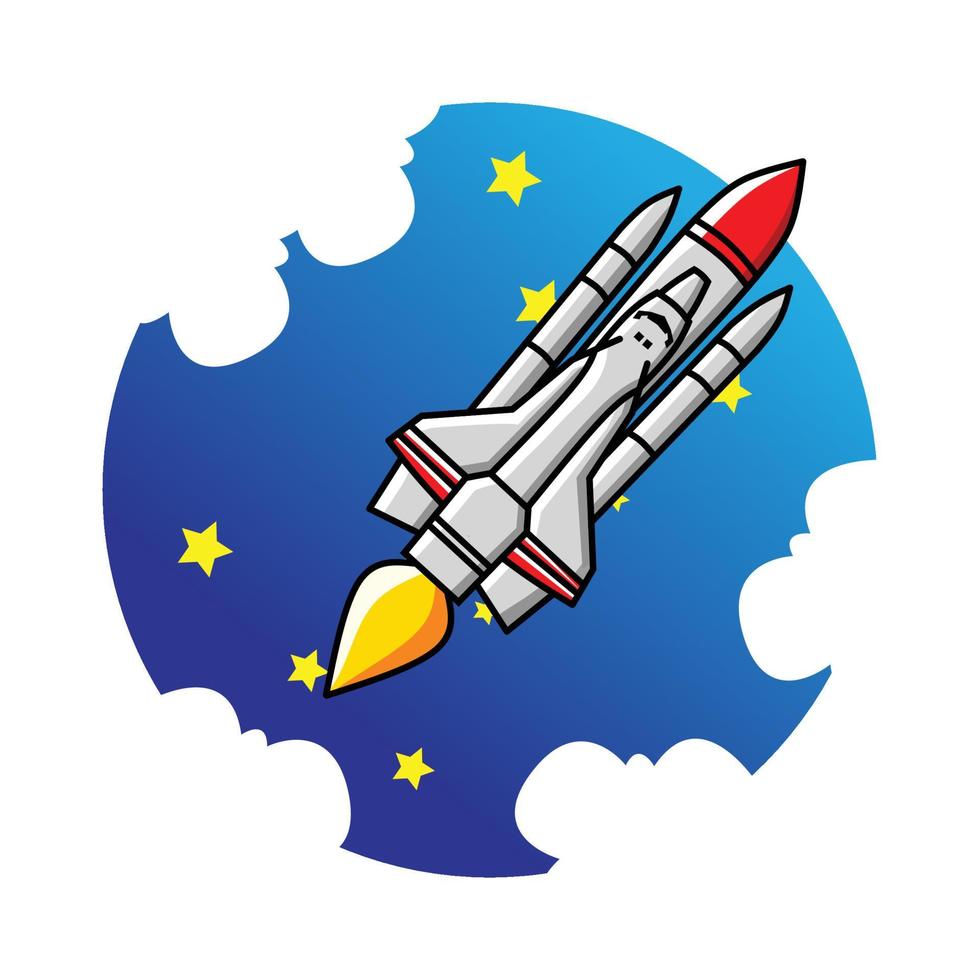 Spaceship to space. Rocket launch set of space missions Image of a rocket with smoke in the background. Rocket vector illustration