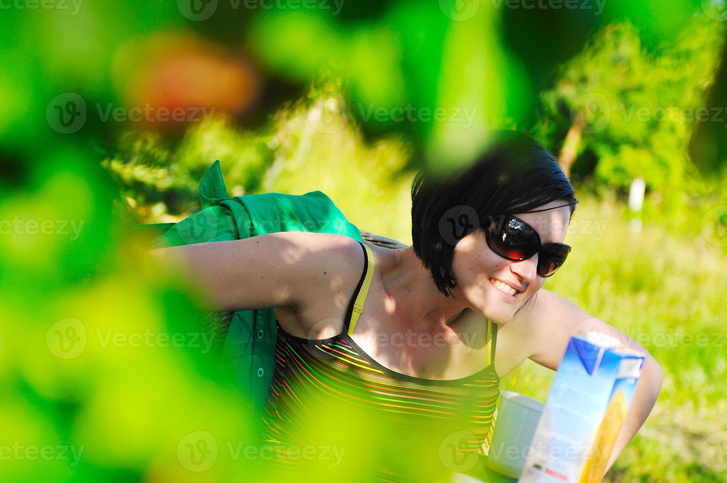 Woman enjoying outdoors photo