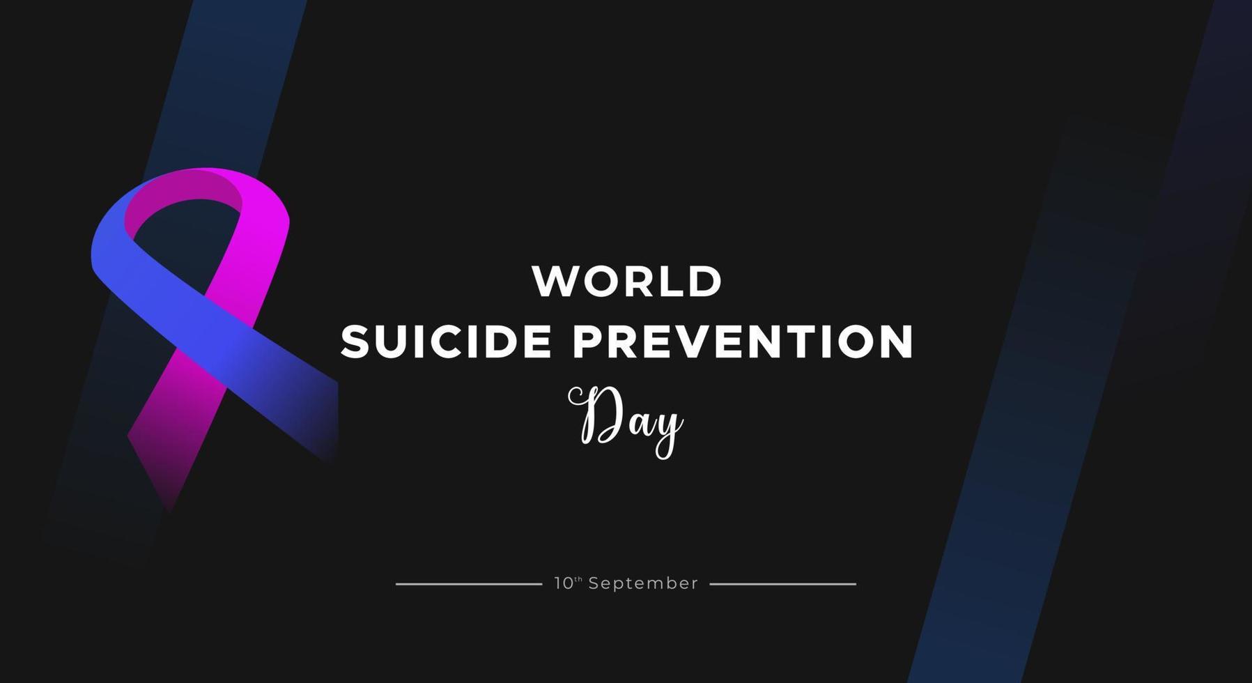 World suicide prevention day. Dark color background design with text, banner, mental health vector