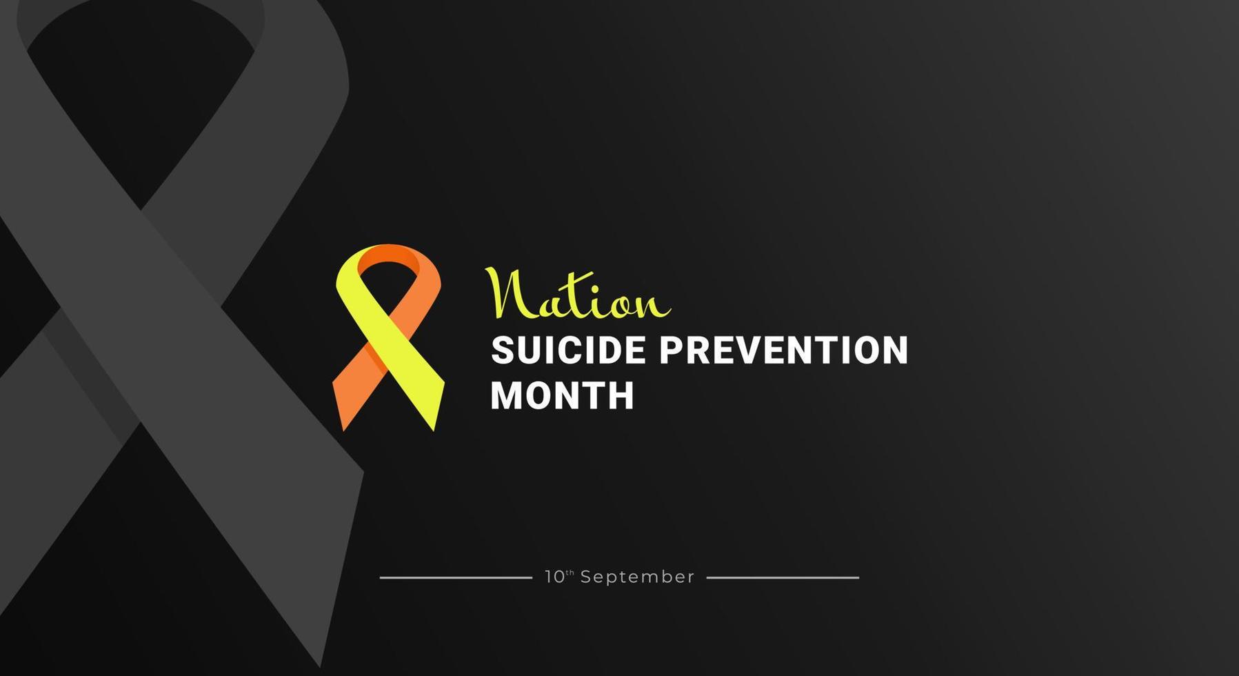 World suicide prevention day. Dark color background design with text, banner, mental health vector