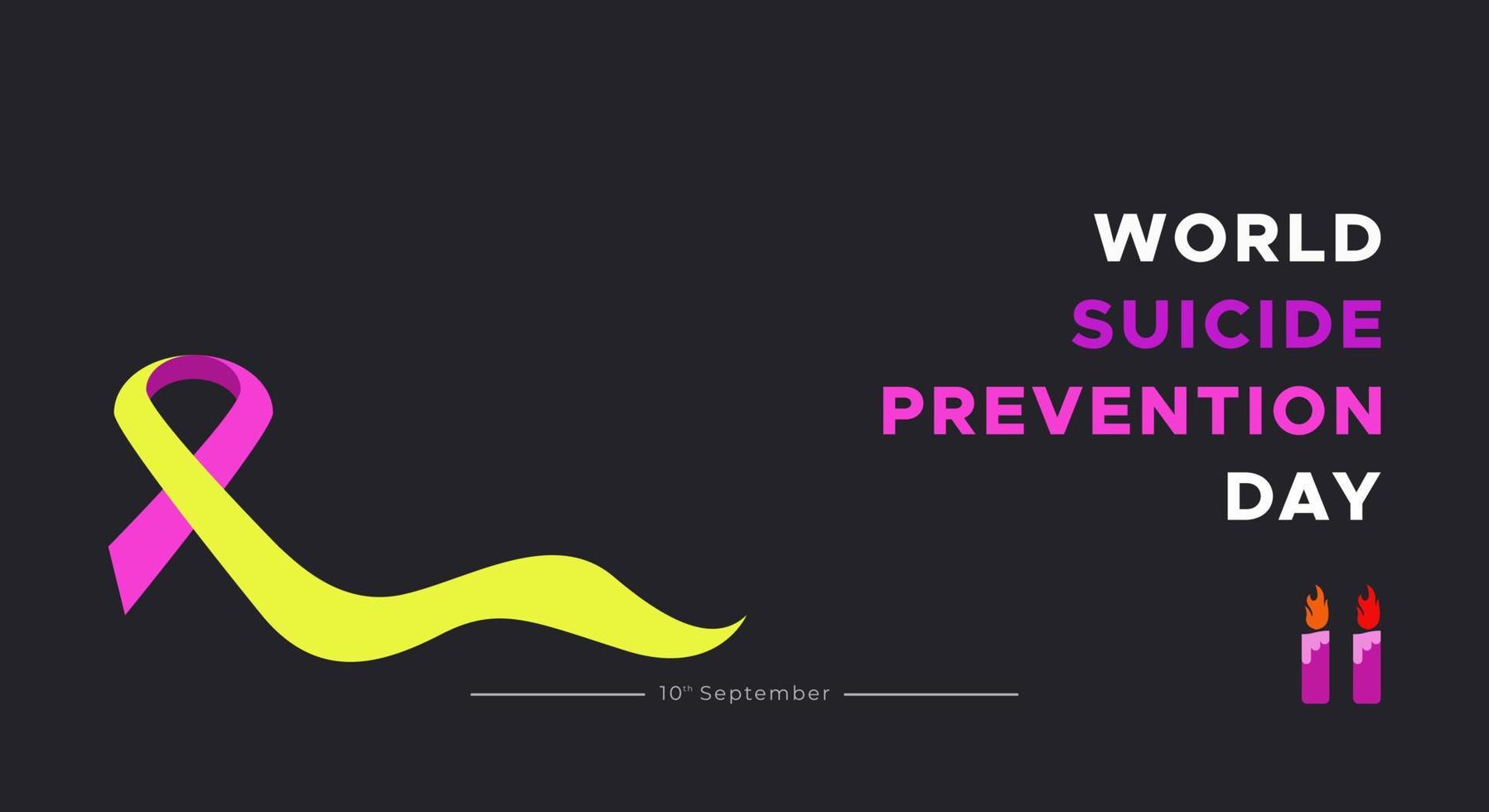 World suicide prevention day. Dark color background design with text, banner, mental health vector