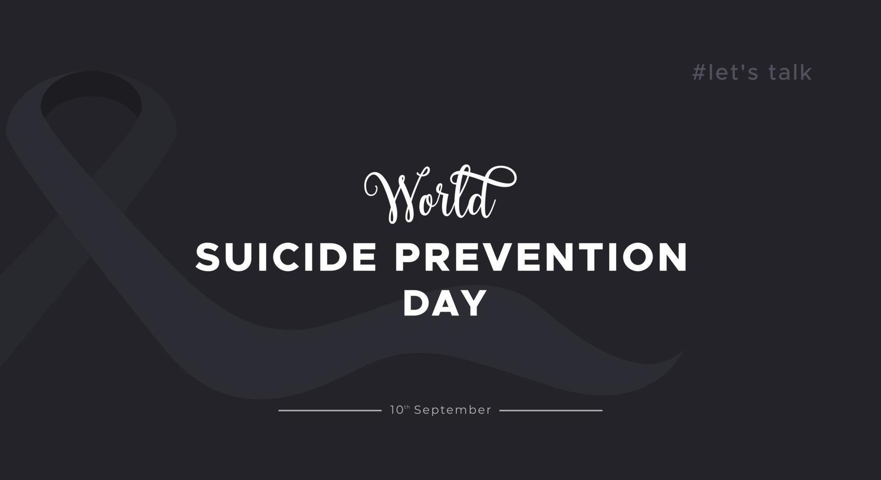 día mundial de la prevención del suicidio. diseño de fondo de color oscuro con texto, pancarta, salud mental vector