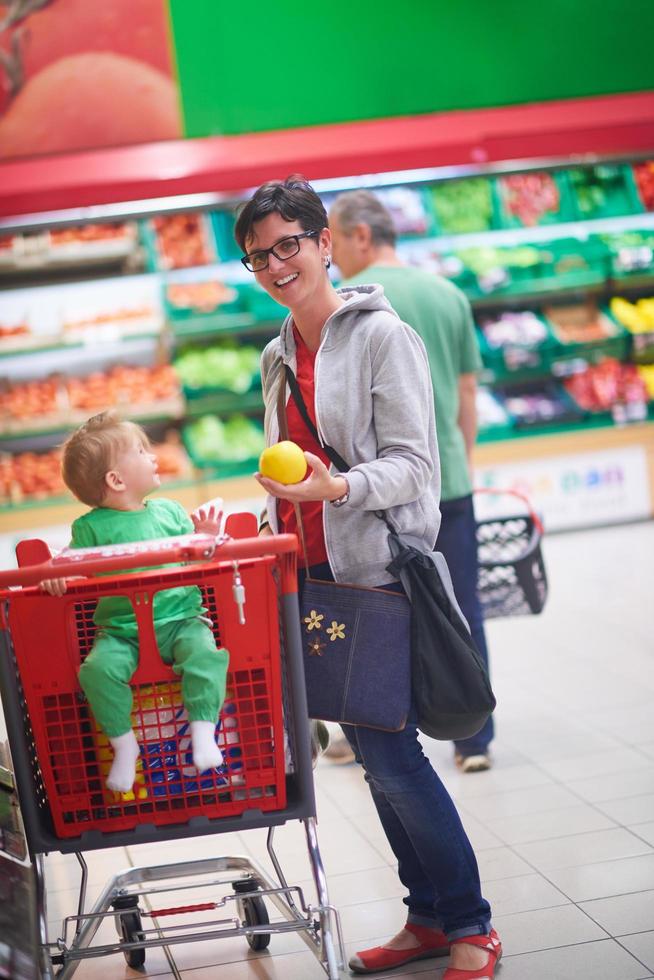 mother with baby in shopping photo