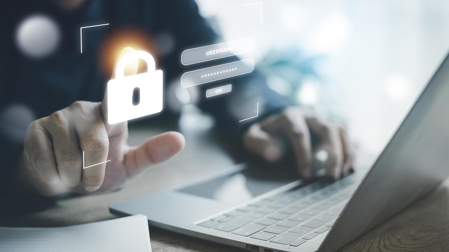 login and password, cyber security concept, data protection and secured internet access, cybersecurity photo