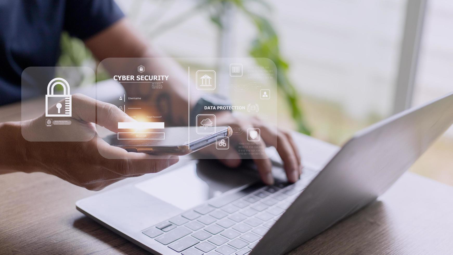 cybersecurity concept, user privacy security and encryption, secure internet access Future technology and cybernetics, screen padlock. photo