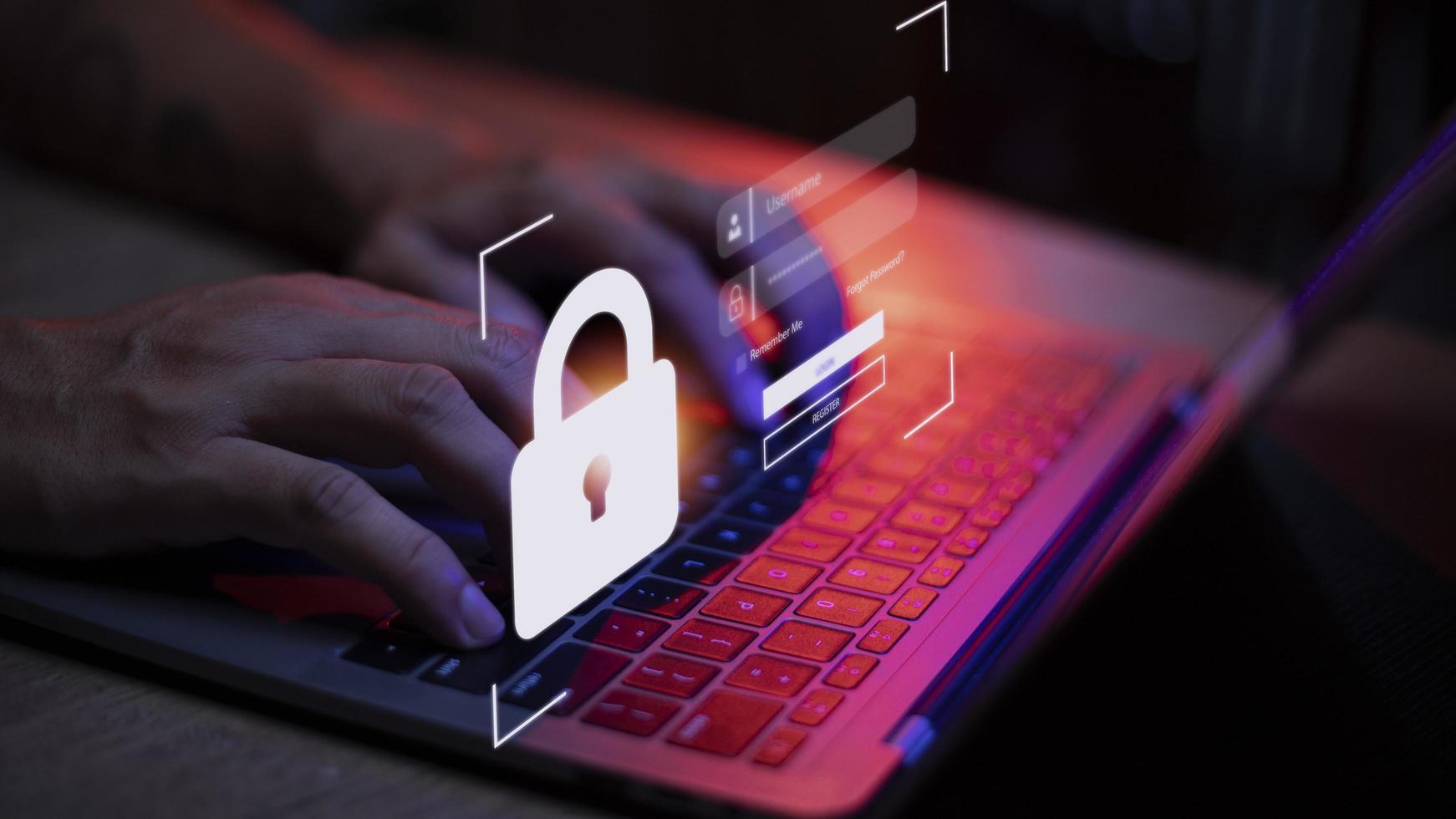 Concept of cyber security, information security and encryption, secure access to user's personal information, secure Internet access, cybersecurity. photo