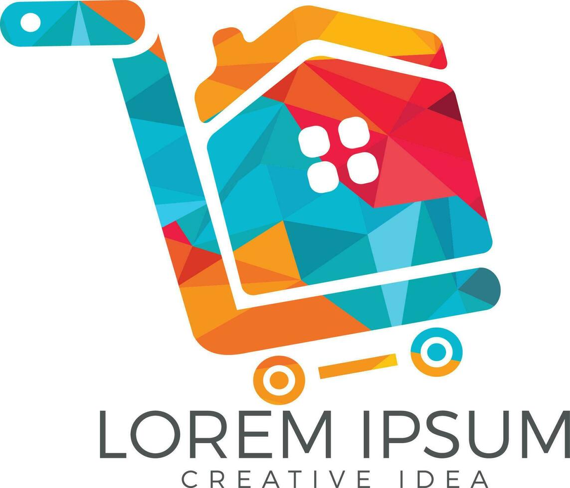 carrito de compras con diseño de logotipo de vector de casa. comprar logotipo de casa. logotipo del mercado doméstico. logotipo de la casa de compras.